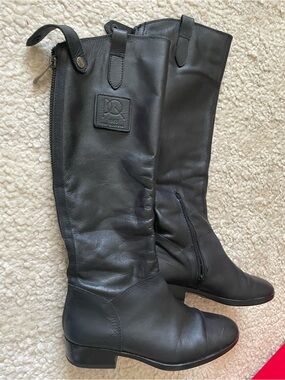 Pons Quintana Black Leather Knee-High Riding Boots